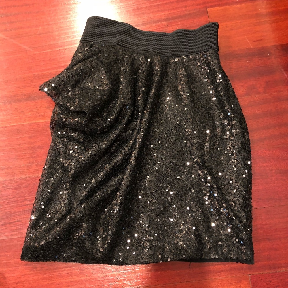 Charles Chang Lima Sequins Black Mini Skirt